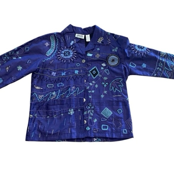 Chico's Jackets & Blazers - Chico's Embroidered‎ Silk Boho Chic Jacket Size 0